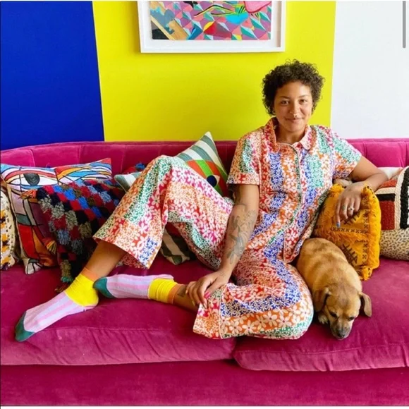 BANDO Floral Print Leisure Top & Pants Pajama Set NEW Size L Top XL Pant Daisies - Picture 14 of 14